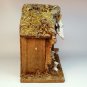 Vintage Nativity tabletop stable with figures Italy Jesus Mary Joseph lambs angel wood cork bark