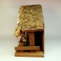 Vintage Nativity tabletop stable with figures Italy Jesus Mary Joseph lambs angel wood cork bark
