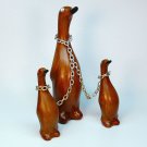 Vtg penguin mother 2 two babies figurines chained Hong Kong Vtg penguin mother 2 two babies figurines chained Hong Kong