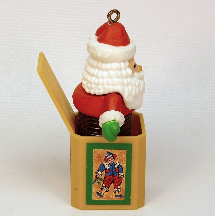 vtg Enesco Santa Jack in the Box ornament Christmas 1984 small