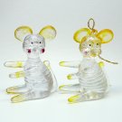 2 vtg clear plastic mouse mice Christmas figurine and ornament 2 vtg clear plastic mouse mice Christmas figurine and ornament