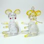 2 vtg clear plastic mouse mice Christmas figurine and ornament