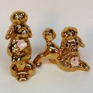 2 vintage poodles gold glaze figurines porcelain made in Japan