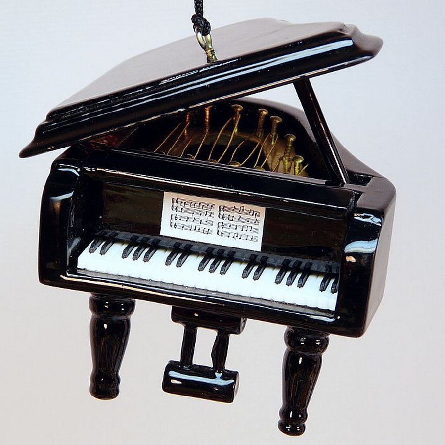 Grand piano Christmas ornament black lacquer