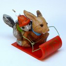 vtg Hallmark Downhill Run ornament 1979 QX1459 rabbit squirrel sled Christmas