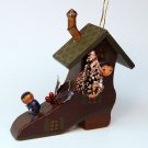 vintage children in a shoe wooden ornament Christmas vintage children in a shoe wooden ornament Christmas