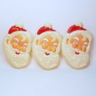 3 vtg Santa face plastic decoration cake package crafts Christmas