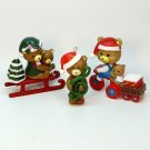 3 teddy bear figurines ornament plastic Christmas 3 teddy bear figurines ornament plastic Christmas