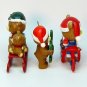 3 teddy bear figurines ornament plastic Christmas