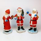 3 vtg Santa figurines bisque porcelain Taiwan Christmas