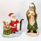 2 vtg Santa figurines bisque porcelain Taiwan Frankel Christmas