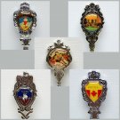 Vtg 5 collectible spoons souvenir Charlotte NC Massachusetts Texas Montreal Cape Cod