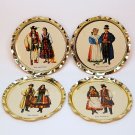 4 vtg Polish costumes coasters tin souvenir Bydgoszcz 4 vtg Polish costumes coasters tin souvenir Bydgoszcz