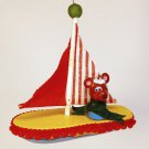 vtg sailboat ornament with bear wooden Christmas whale vtg sailboat ornament with bear wooden Christmas whale