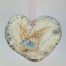 vtg EC Brinkman butterfly ornament bisque artist made signed handmade vintage heart shape