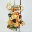 vtg country angel ornament wood fabric handmade vtg country angel ornament wood fabric handmade