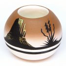 Vtg Native American Navajo vase small signed LBH Dine landscape Monument Valley