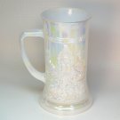 Federal iridescent milk glass stein vintage 1960s tavern scene opalescent white
