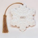 vtg Avon ceramic snowflake ornament Christmas Remembrance 1983 white no box