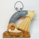 vtg Infant Jesus handmade ornament Christmas O Night Divine hand painted wood country look star
