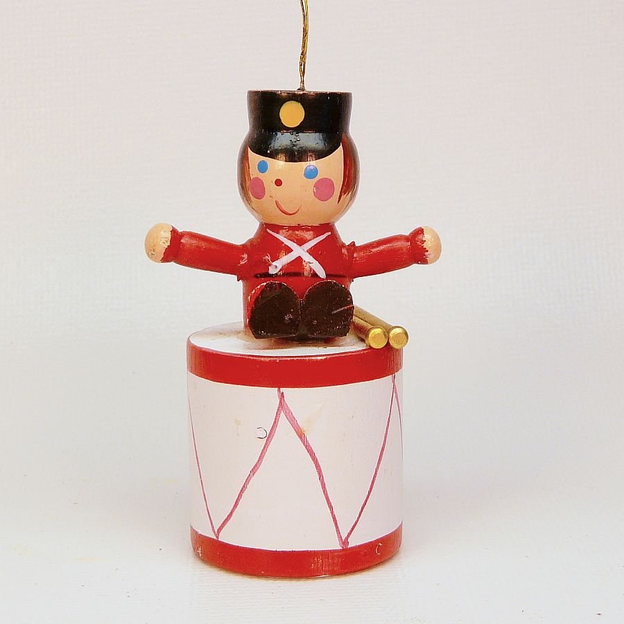 vtg drummer boy wooden ornament Christmas hand painted