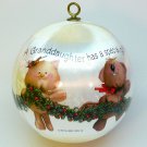 vtg Hallmark 1982 Granddaughter Christmas ornament Rare satin ball QX2243 kittens puppy bunny bear