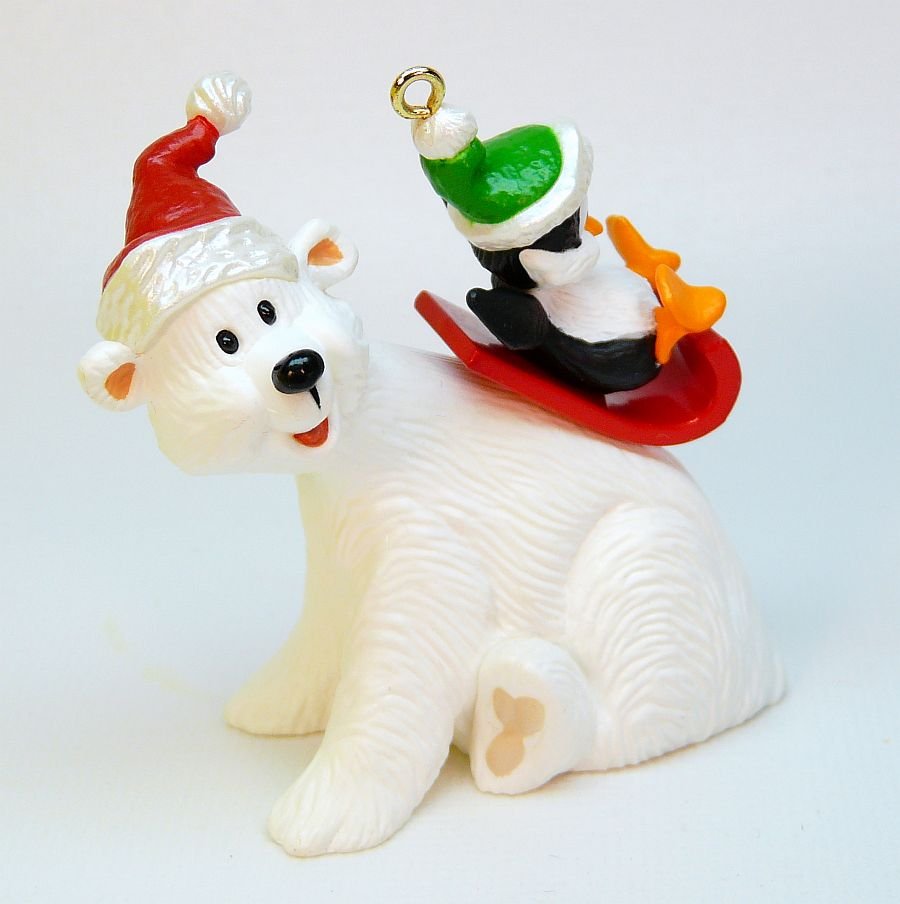 Hallmark Polar Coaster ornament 1995 QX6117 Christmas penguin polar bear