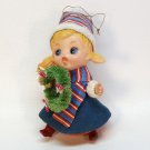 vtg flocked girl w wreath ornament Christmas vtg flocked girl w wreath ornament Christmas