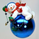 vtg snowman ornament Christmas holding light string