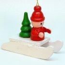 vtg wooden boy on a sled ornament Christmas tree vtg wooden boy on a sled ornament Christmas tree