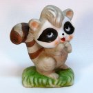 vintage raccoon figurine bisque porcelain 1978
