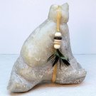 large vintage bear carving figurine stone with beads and feather hand carved sitting large vintage bear carving figurine stone with beads and feather hand carved sitting