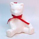 vtg Dept 56 bear ornament white fine bone china red bow