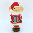 vtg wooden Santa mouse ornament Christmas carrying gift
