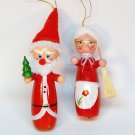2 vtg Santa and Mrs Claus ornaments wooden Christmas Taiwan 2 vtg Santa and Mrs Claus ornaments wooden Christmas Taiwan
