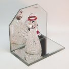vtg spun glass angel on mirrored stand