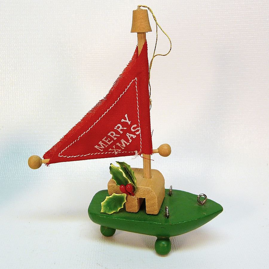 vintage wooden sailboat ornament