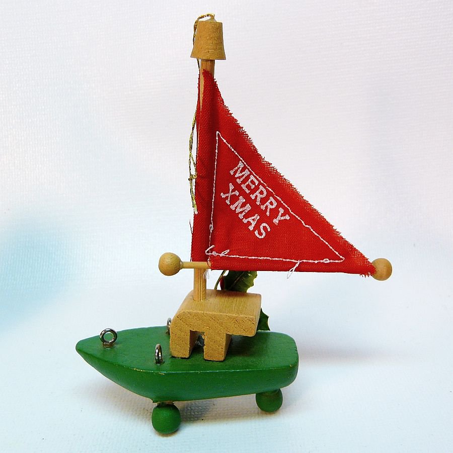 vintage wooden sailboat ornament