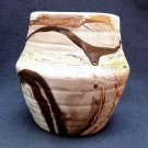 vintage Nemadji Vase Pottery Small USA  brown orange swirl Indian Head stamp on base