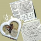 Vtg Welcome to All geese Cross Stitch Kit Decorative Heart and Lace Frame by Deco Point
