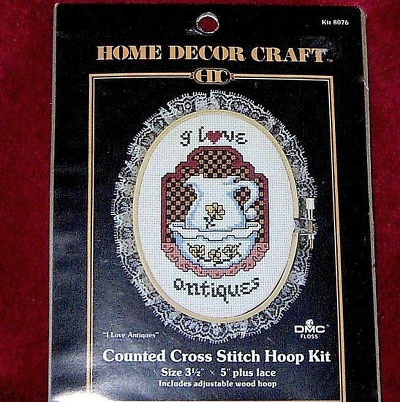 Counted Cross Stitch Hoop Kit I Love Antiques by Paragon featuring
