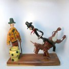 Folk Art sculpture mixed materials cowboy rodeo clown bull rider artisan made one of a kind Folk Art sculpture mixed materials cowboy rodeo clown bull rider artisan made one of a kind
