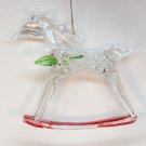 Vintage spun glass rocking horse with green leaves Christmas ornament Vintage spun glass rocking horse with green leaves Christmas ornament