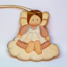 Doll angel hand painted flat wooden Christmas ornament
