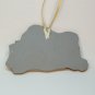 Sleeping kitten hand painted flat wooden Christmas ornament Santa hat mouse