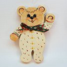 Vintage Hand painted wooden teddy bear Christmas ornament 1983 signed Vintage Hand painted wooden teddy bear Christmas ornament 1983 signed