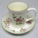 Vtg Crown Staffordshire Cup & Saucer CRS114 Roses Fluted Fine Bone China