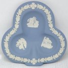 Vintage Wedgwood white on light blue jasper trinket dish shamrock shape Vintage Wedgwood white on light blue jasper trinket dish shamrock shape