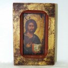 Vintage Greek Icon Christ Wall Plaque made in Traditional Byzantine style