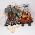2 hand crafted country Christmas dolls lady rabbit and man 2 hand crafted country Christmas dolls lady rabbit and man